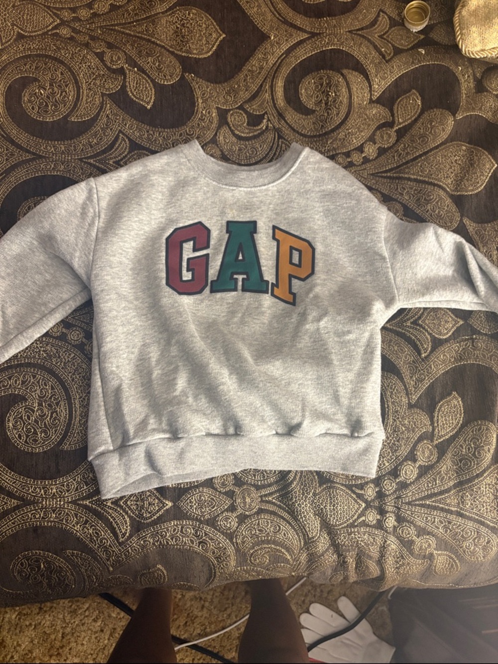 GAP Kids Heather Gray Crewneck Sweatshirt with Multicolor Letters
